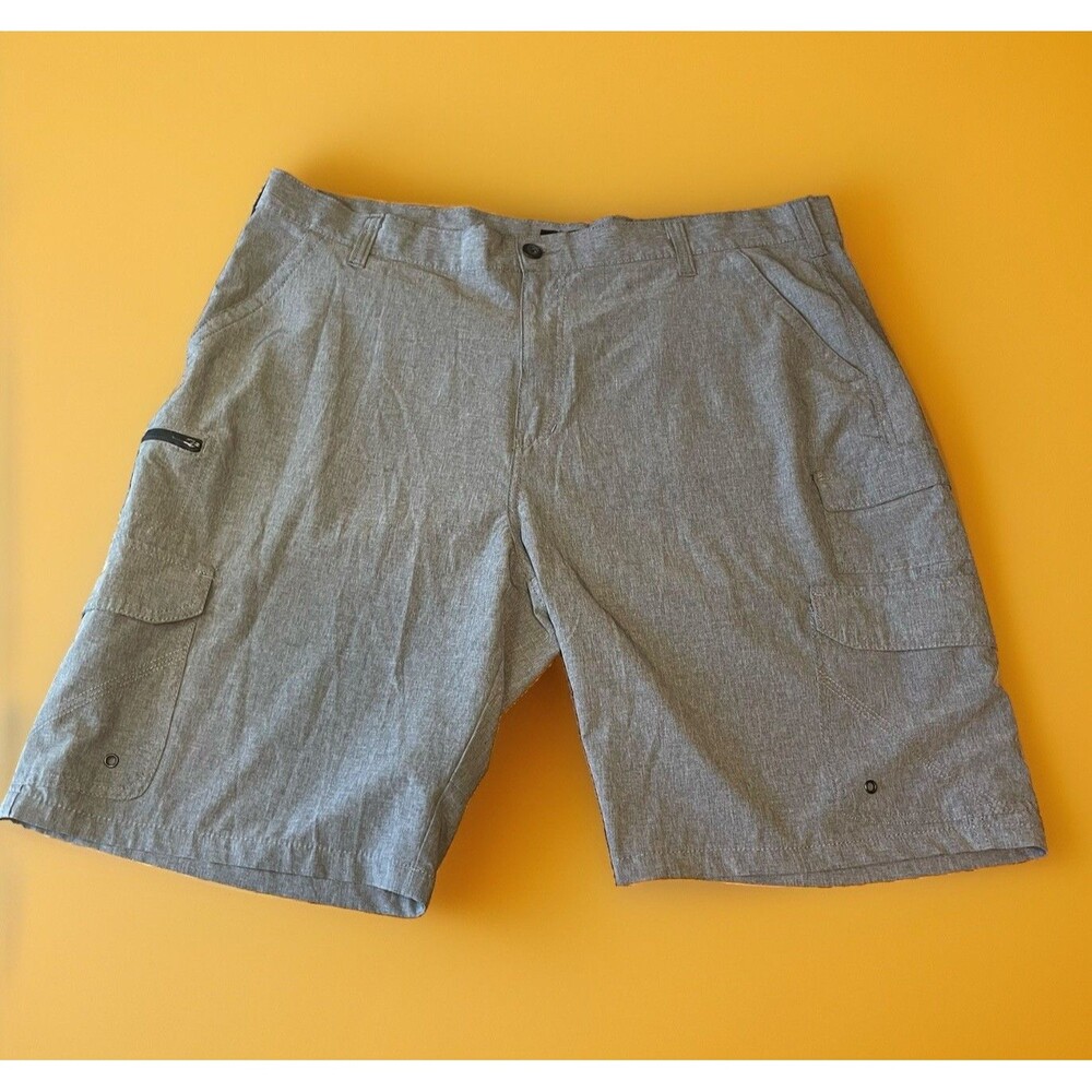 Iron Co. Mens Heather Grey Stretch Hybrid Cargo Shorts Size 40 Quick Dry Utility